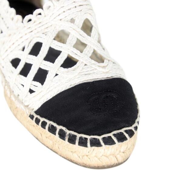 Chanel Espadrille 37 Woven Fabric Grosgrain Cc Cap-toe Flats CC-S0207P-C036 - Picture 9 of 12